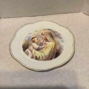 Vintage Jesus and Mary porcelain plate